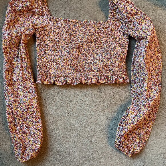Mink PINK Smocked Long Sleeve Puff sleeve top size medium - Picture 1 of 3
